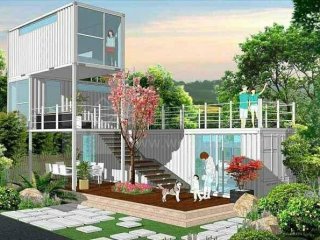 在休閑農莊之地,他用集裝箱建了幾棟民宿